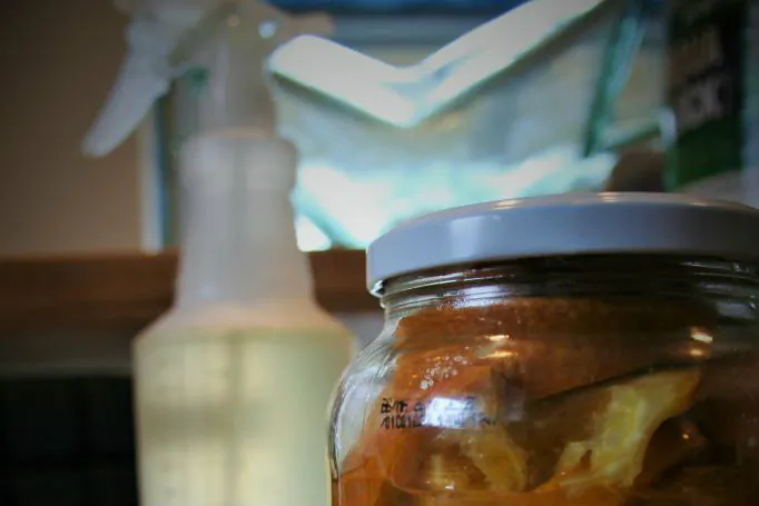 Lemon peels and vinegar are among the key ingredients when making an all-purpose cleaner that will reduce the chemicals in your home. (Little Boozy Homemakers)