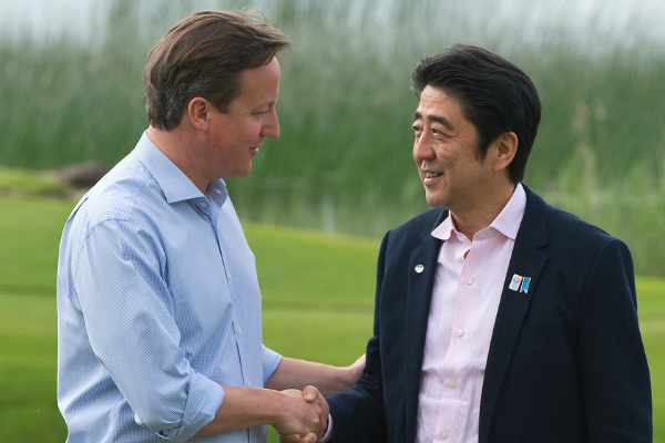 Japanese PM Shinzo Abe and British PM David Cameron agree to boost nuclear energy ties.
