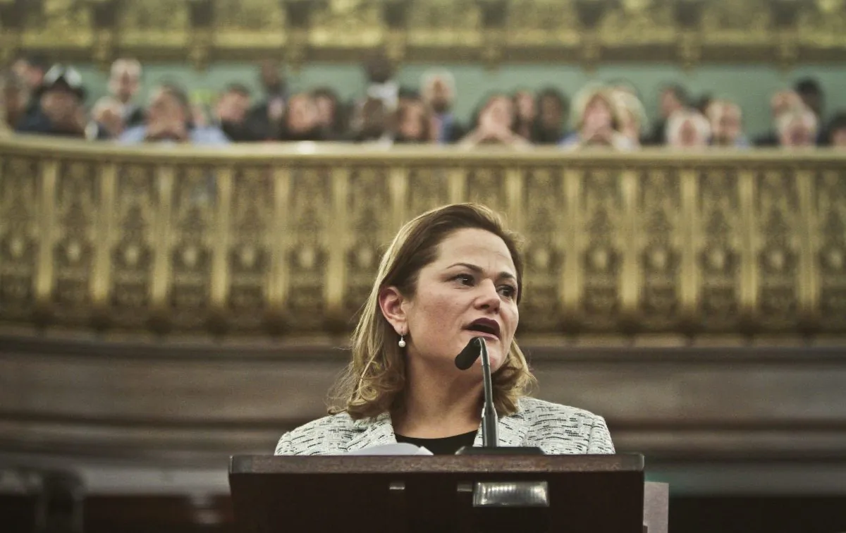 New City Council Speaker Melissa Mark-Viverito addresses council following her confirmation Wednesday, Jan. 8. (Bebeto Matthews/AP)