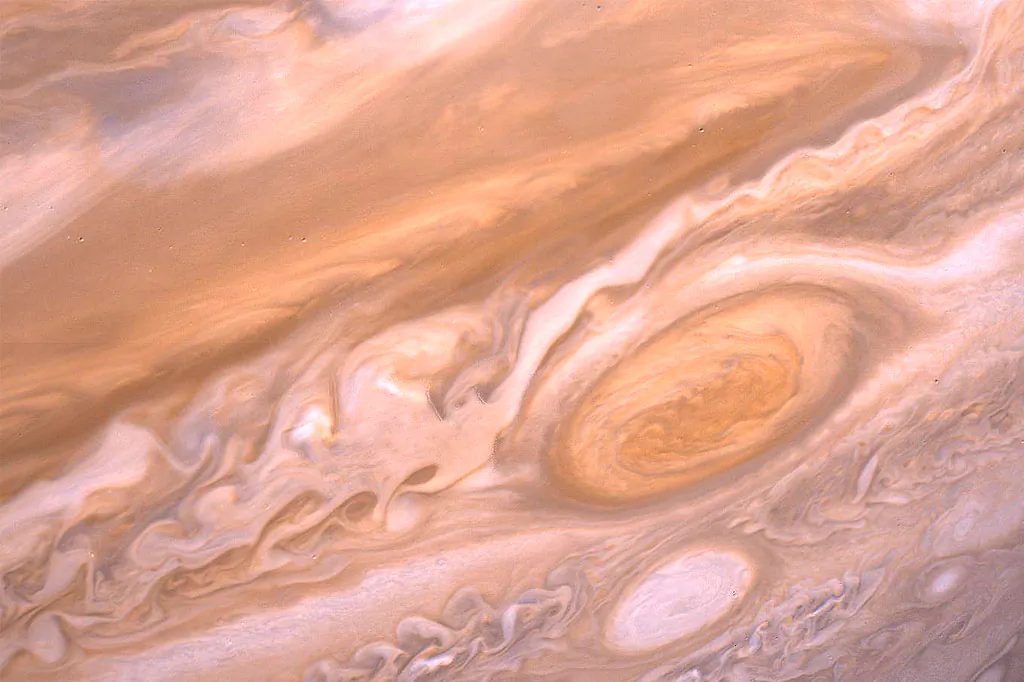 Jupiter’s Great Red Spot was much bigger when photographed by Voyager back in 1979. (NASA)