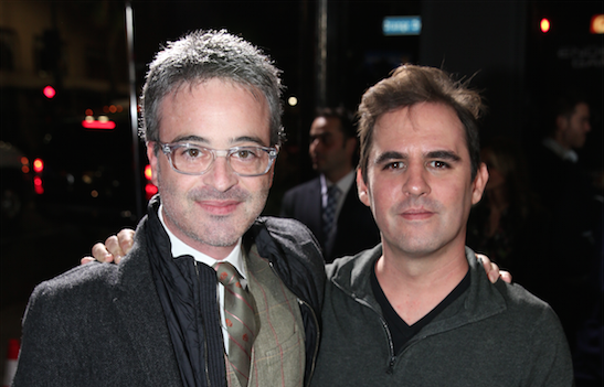 Alex Kurtzman, left, and Roberto Orci arrive at the Los Angeles premiere of "Ender's Game" at TCL Chinese Theatre on Monday, Oct. 28, 2013. (Photo by Matt Sayles/Invision/AP)