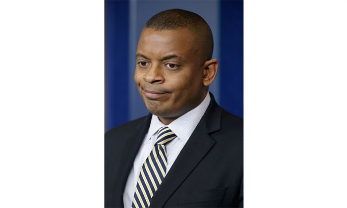 Transportation Secretary Anthony Foxx briefs reporters at the White House on May 12, 2014. Foxx said the Highway Trust fund will run out of money in August and could cost 700,000 jobs, creating 'the most dire moment' for the American transportation system in decades. (Chip Somodevilla/Getty Images)