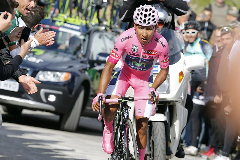 Nairo Quintana rides to his second stage victory and his first Grand Tour win in Giro d'Italia Stage 19, May 30, 2014. (movistarteam.com)