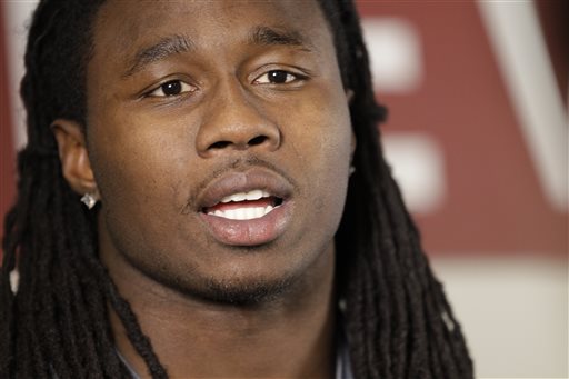 This May 6, 2014 photo shows NFL Draft prospect Sammy Watkins, a wide receiver from Clemson, during an interview at the 5th Annual NFL Pre-Draft Gifting & Style Suite at the Sean John show room in New York. Watkins is among dozens of prospects on the  National Football League's annual draft, with 32 players per round and seven rounds, beginning Thursday night at Radio City. (AP Photo/Frank Franklin II)