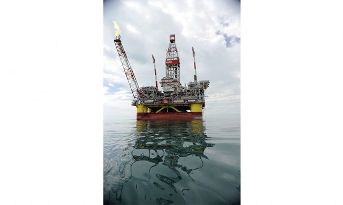 A picture taken on April 10, 2011 shows the Russian LUKOIL ice-resistant fixed platform LSP-1. Russia is facing the threat of Europe looking for other sources of oil and gas, prompting Russian President Vladimir Putin to threaten a backlash against foreign oil companies operating in Russia. (Mikhail Mordasov/AFP/Getty Images)