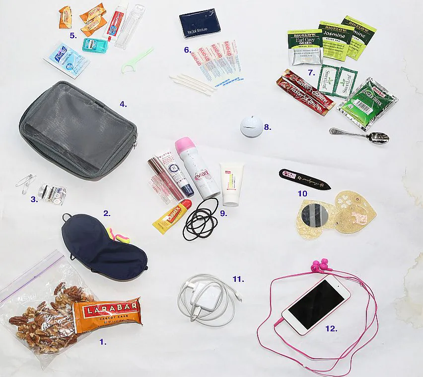 A look at the items that Michele has in her carry-on bag. (Ben Chasteen/ Epoch Times)