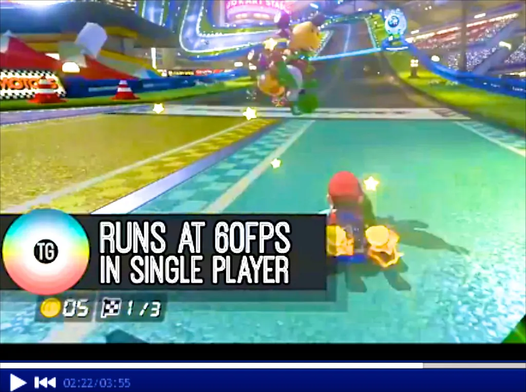The new version of Mario Kart 8 not only sports new items and features, it also comes with 60 frames-per-second Video quality. (Screenshot AOL)