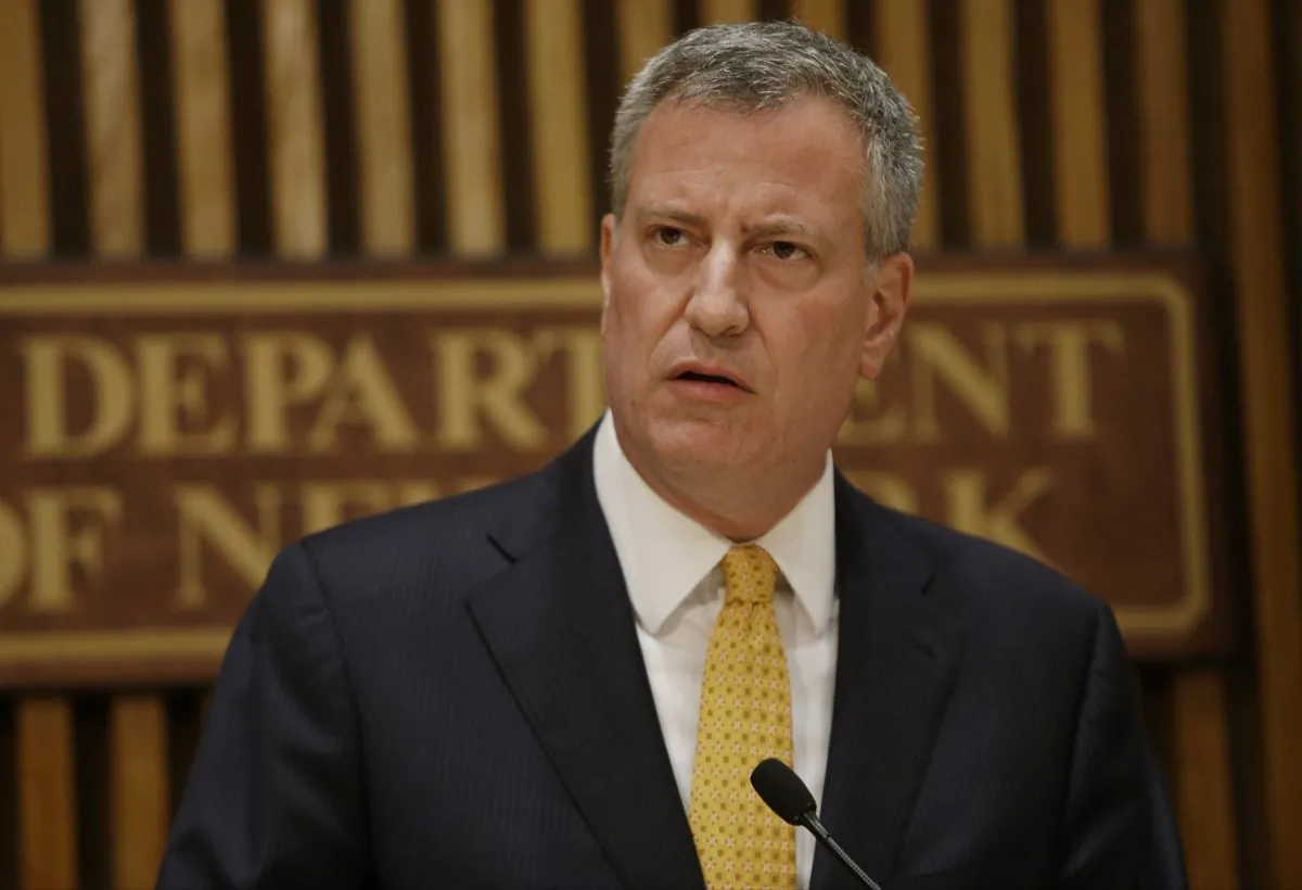 New York City Mayor Bill de Blasio speaks during a news conference Wednesday, June 4, 2014, in New York. (AP Photo/Frank Franklin II)