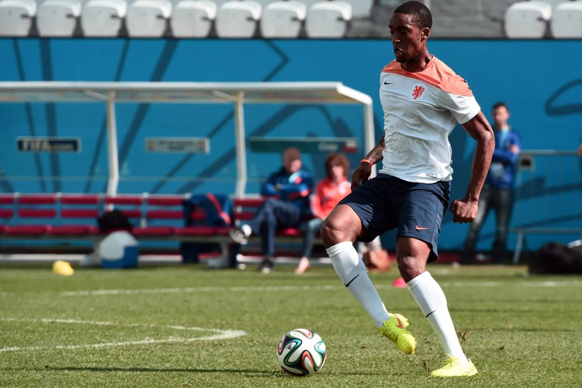 Netherlands' midfielder Leroy Fer takes part in a training session at the Corinthians Arena in Sao Paulo on June 22, 2014 on the eve of the 2014 FIFA World Cup Group B football match between Netherlands and Chile. (DAMIEN MEYER/AFP/Getty Images)