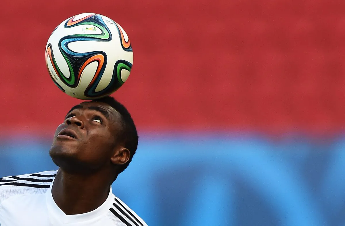 Nigeria's forward Emmanuel Emenike balances a ball on his head during a training session at the Beira-Rio Stadium in Porto Alegre on June 24, 2014 on the eve of a Group F football match against Argentina during the 2014 FIFA World Cup. (JEWEL SAMAD/AFP/Getty Images)