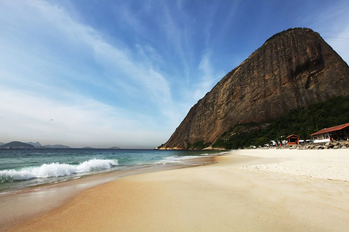General view of the beach near the England national team training ground, at the Urca military base (Forte de Urca) beach, on May 22, 2014 in Rio de Janeiro, Brazil. The 2014 FIFA World Cup begins June 12 in Brazil. (Mario Tama/Getty Images)