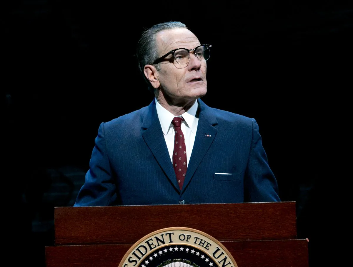 This image released by Jeffrey Richards Associates shows Bryan Cranston portraying President Lyndon B. Johnson during a performance of "All the Way." The production said Thursday, June 5, 2014, it had earned back its $3.9 million costs, just days after just celebrating its 100th performance. Cranston plays Johnson during his first year in office following the assassination of John F. Kennedy and explores both his fight for re-election and the passage of the Civil Rights Act of 1964. (AP Photo/Jeffrey Richards Associates, Evgenia Eliseeva)