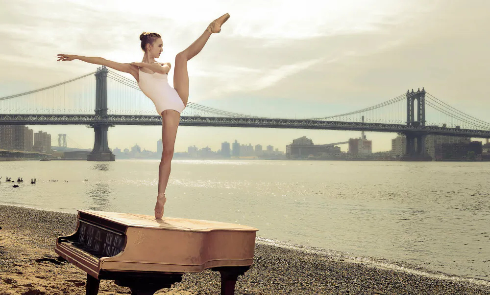 ABT Studio Company ballerina Rachel Richardson underneath the Manhattan Bridge. This image was captured by 41-year-old Luis Pons, a relatively new photographer who picked up the camera at a late age and has gained the trust of many of New York City's most pre-eminent ballet dancers within six months. (Courtesy of Luis Pons)
