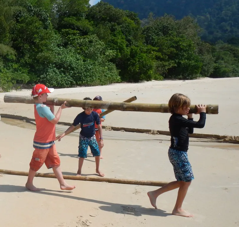 With bamboo from the rainforest and grim determination, eight children set out to show the rest of the world what Ocean Day was all about.