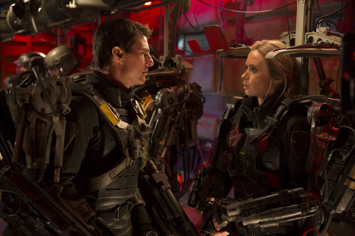 Rita and Bill (Emily Blunt and Tom Cruise) get to know each other by increments, as they hunt down an alien race. (Warner Bros. Pictures)