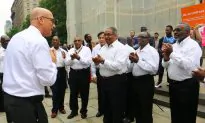 Men Pledge Against Domestic Violence on City Hall Steps