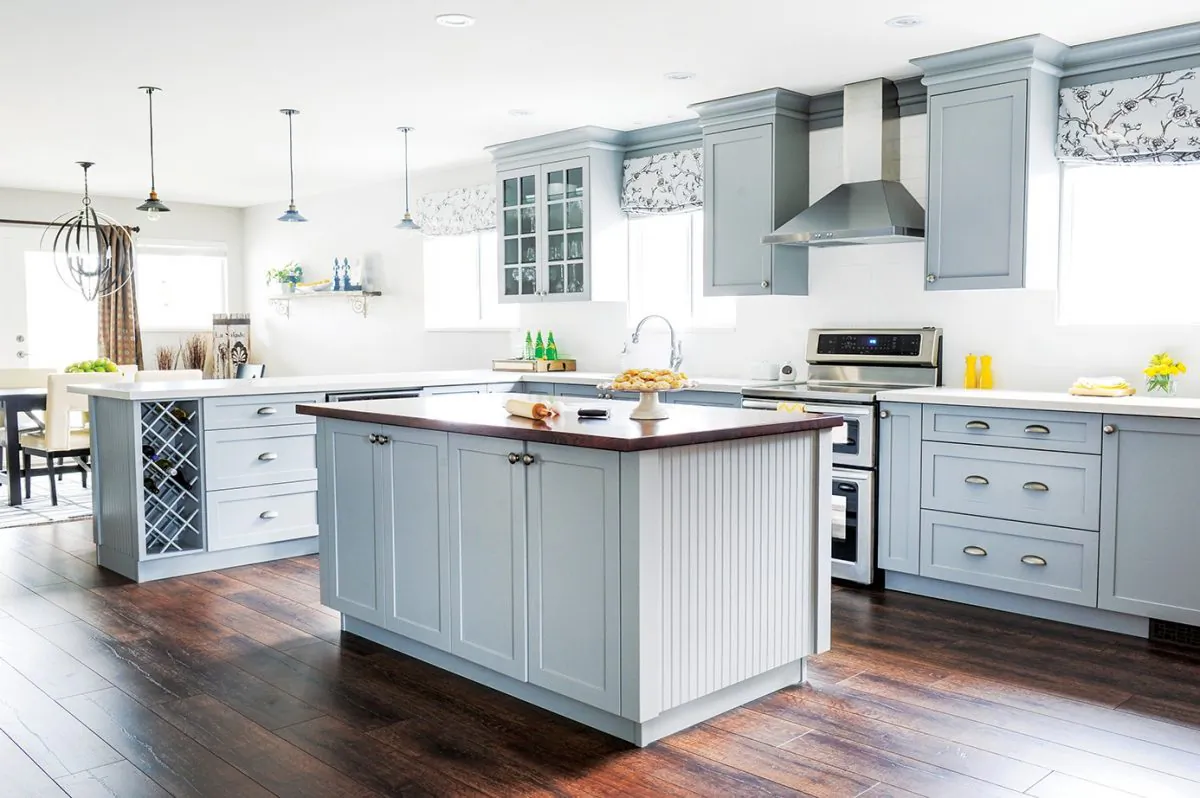 A kitchen renovation in French farmhouse style provides plenty of space for entertaining family and friends.(Tracey Ayton)