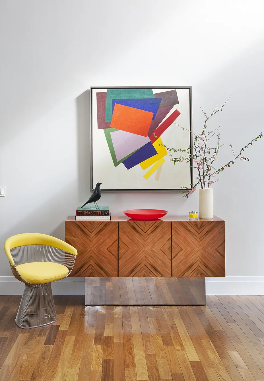 Inspired by a painting, the foyer is a study of dramatic angles. (Conscious Studios)