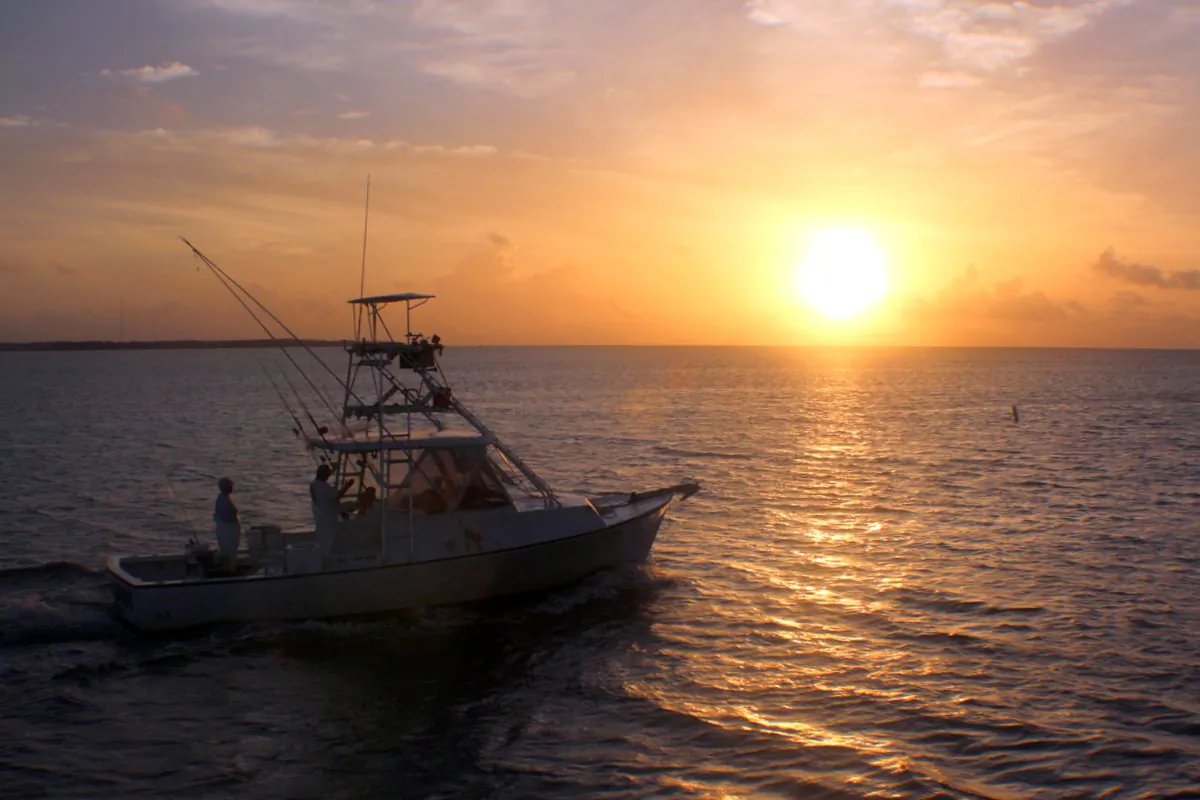 Sunset on the Atlantic Ocean. A new day begins sport fishing off Islamorada in the Florida Keys. (Myriam Moran copyright 2014)