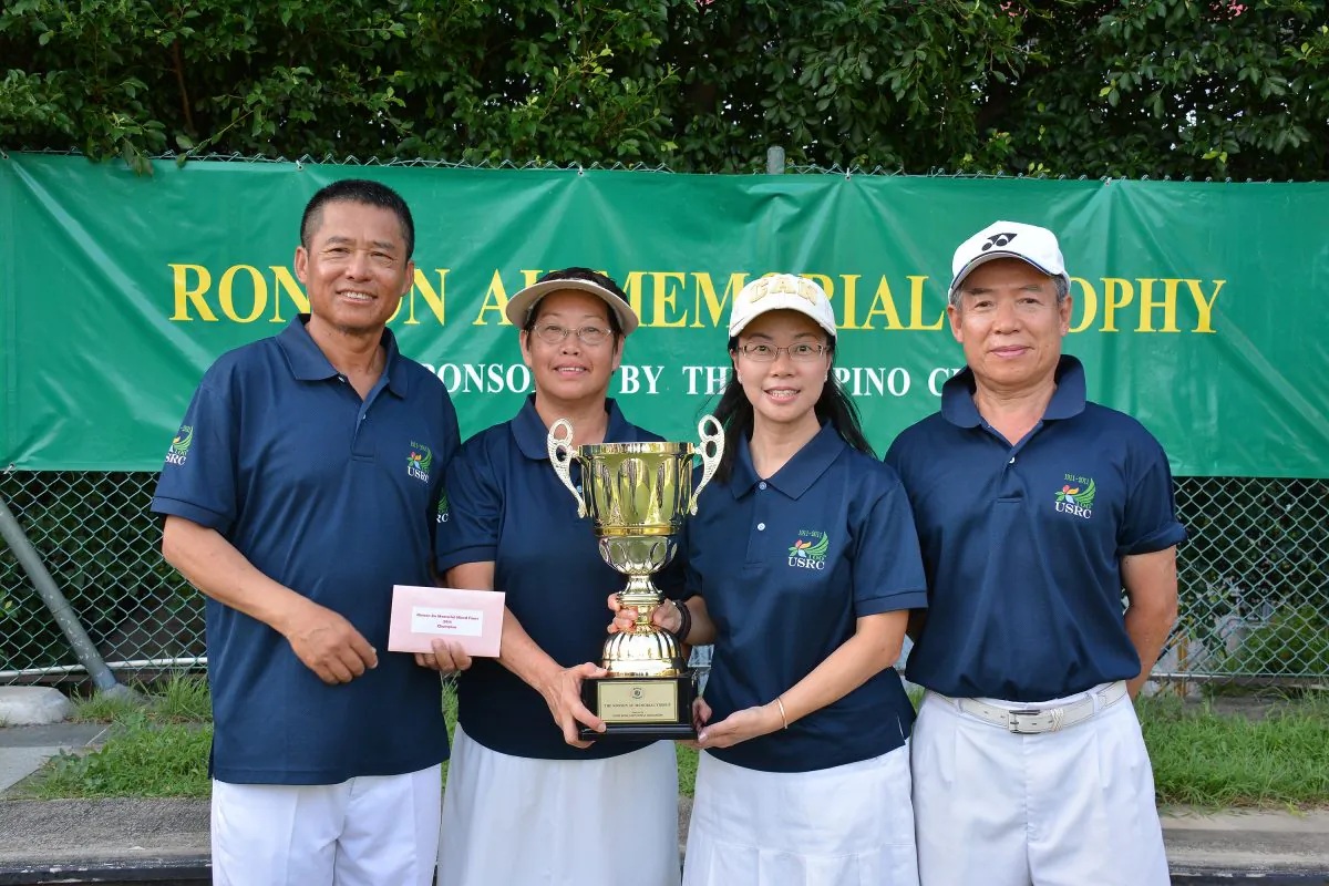 (From left) KC Ching, Angela Chau, Candy Ng and George Chan from United Services Recreation Club defeated the defending champion from Hong Kong Football Club to win the Ronson Au Mixed Fours competition last week, June 2. (Stephanie Worth)