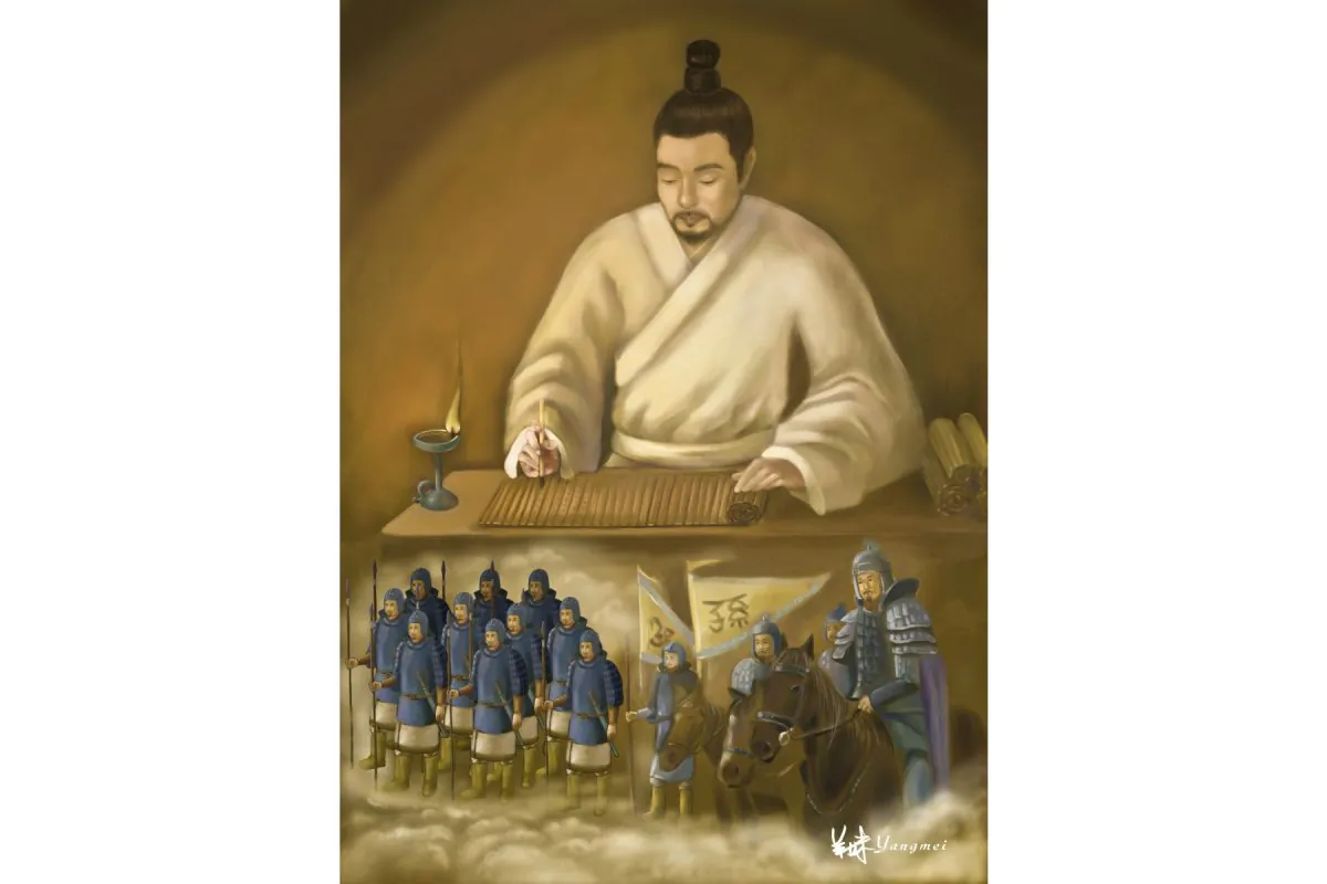 Sun Zi, the great Chinese general and military strategist, writes the treatise “The Art of War.” (SM Yang/The Epoch Times)