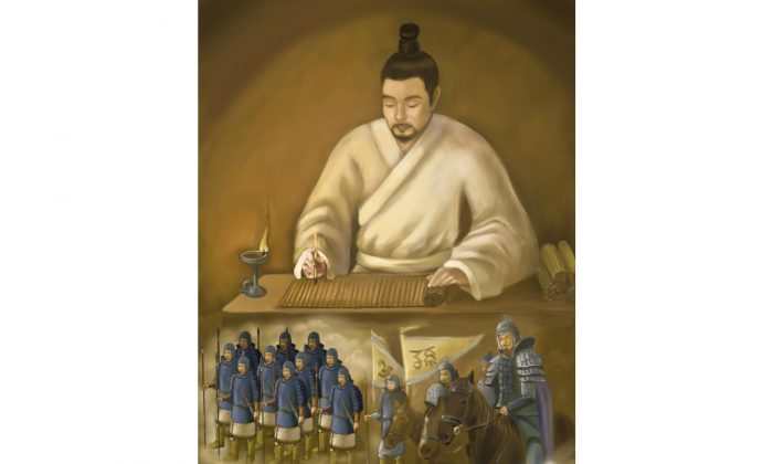 Sun Zi, the great Chinese general and military strategist, writes the treatise “The Art of War.” (SM Yang/The Epoch Times)