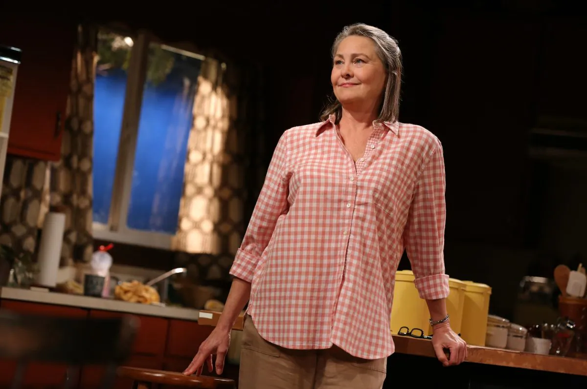 Cherry Jones as Agnes, a women’s shelter provider, in “When We Were Young and Unafraid.” (Joan Marcus)