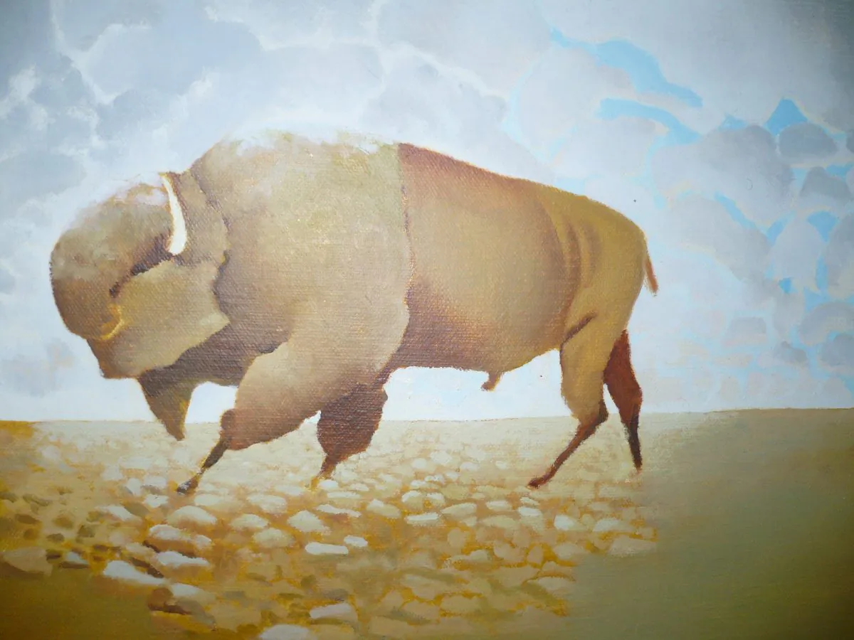 "Buffalo" by Jorma Nieminen, oil on canvas. (Courtesy of Gamal Rahman)