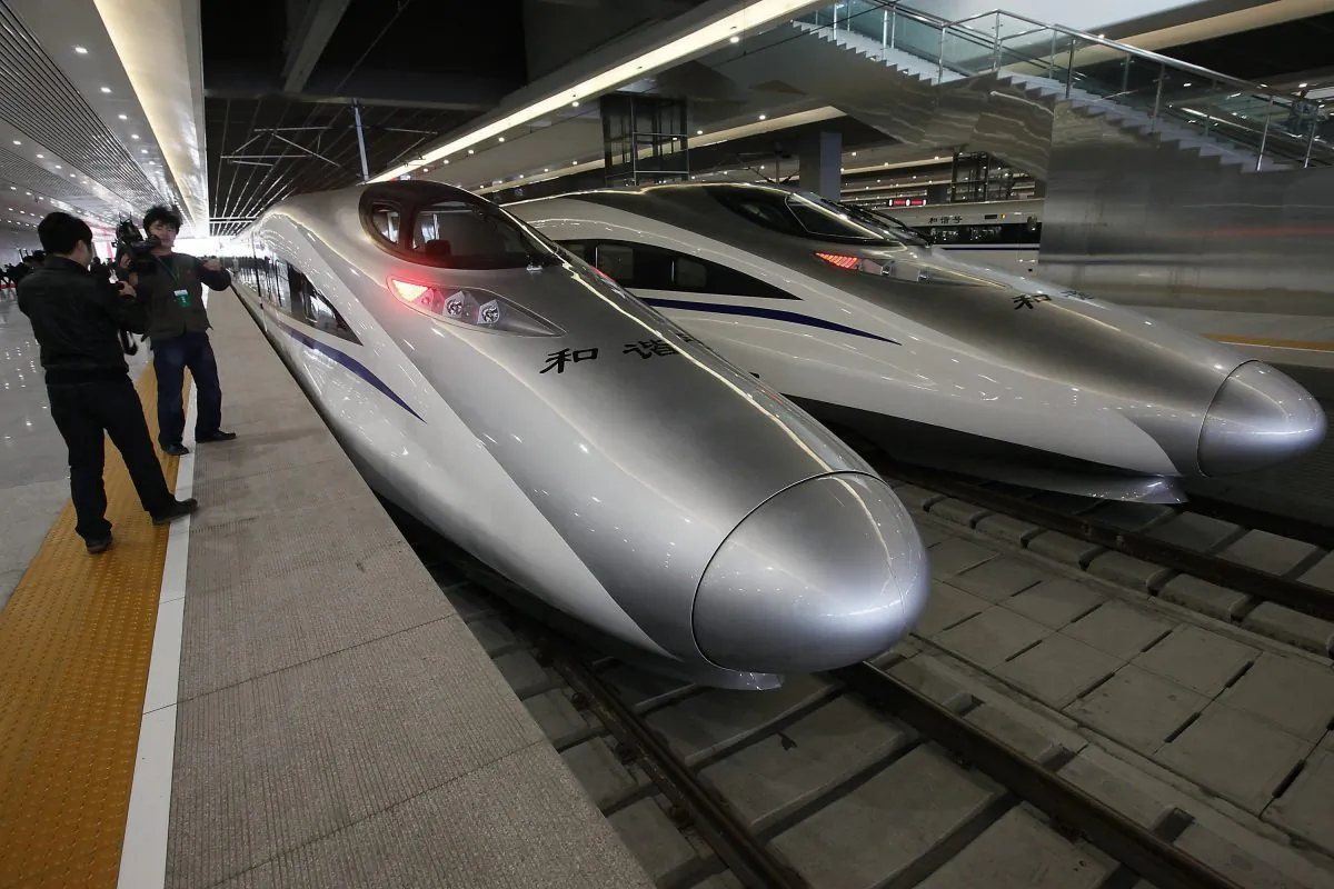 Bullet trains of a new high-speed railway linking Shanghai with Hangzhou Tuesday, Oct. 26, 2010 in Shanghai, China. (AP Photo/Eugene Hoshiko)