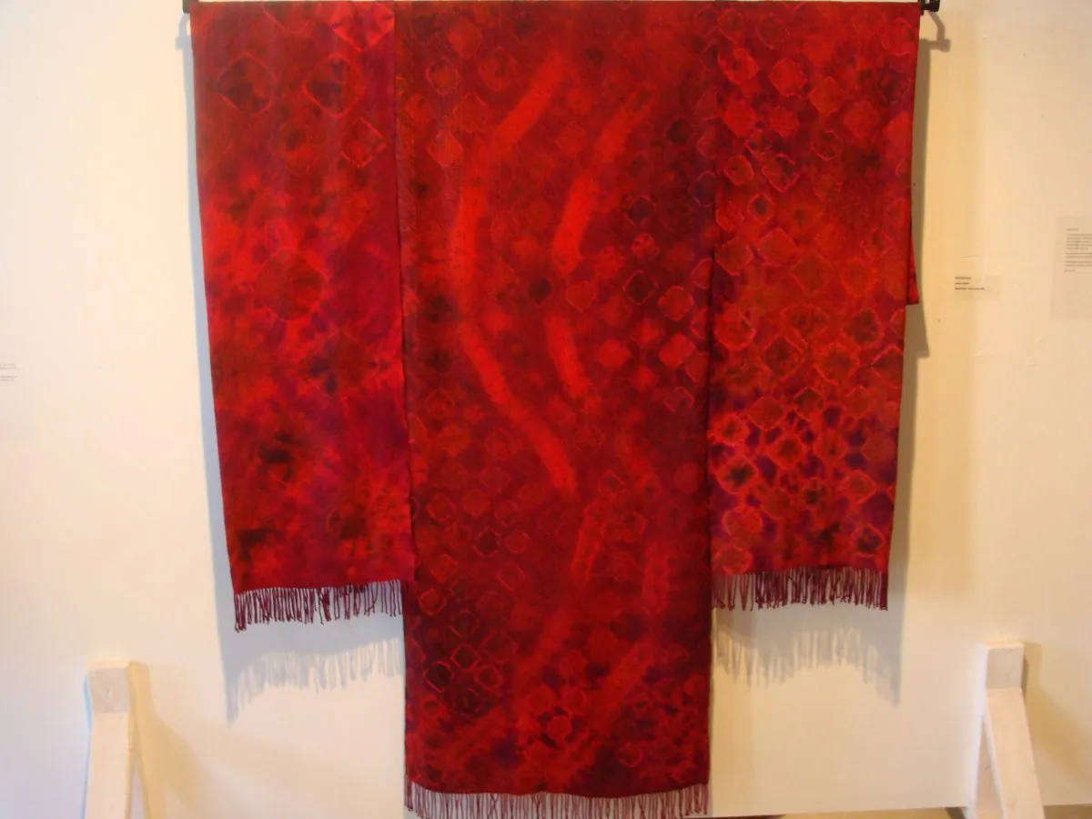 “Red Kimono” by Jean Down, silk and wool. (Courtesy Mississippi Valley Textile Museum)