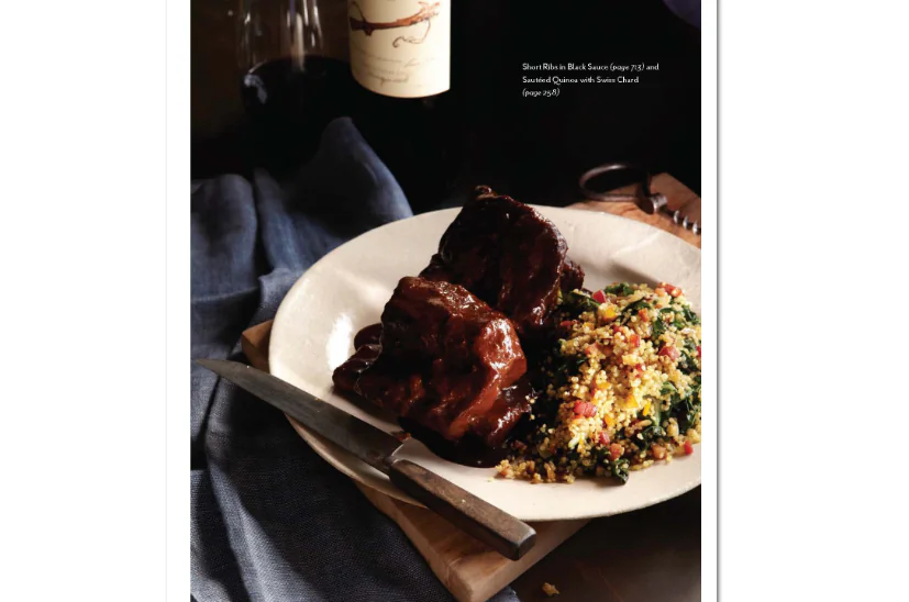 Short ribs in black sauce, with sautéed quinoa with Swiss chard. (Gentl & Hyers)