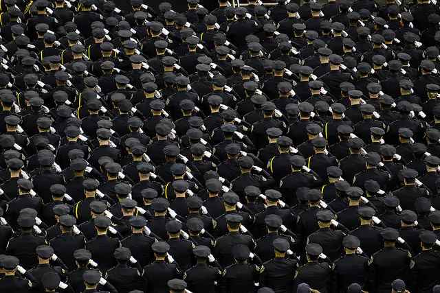 Officers at the NYPD Police Academy graduation ceremony at Madison Square Garden on Monday, June 30, 2014. (Diana Robinson/Mayor's Office)