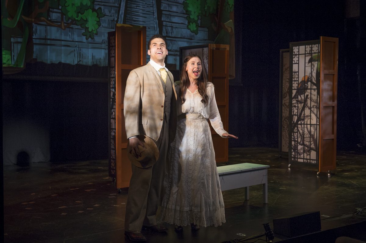 Joel Perez (Diego Clemente) and Madeleine Featherby (Sofia Duarte), the leads, sing in the love story based on a novel by Béa Gonzalez. (Michael Blase)
