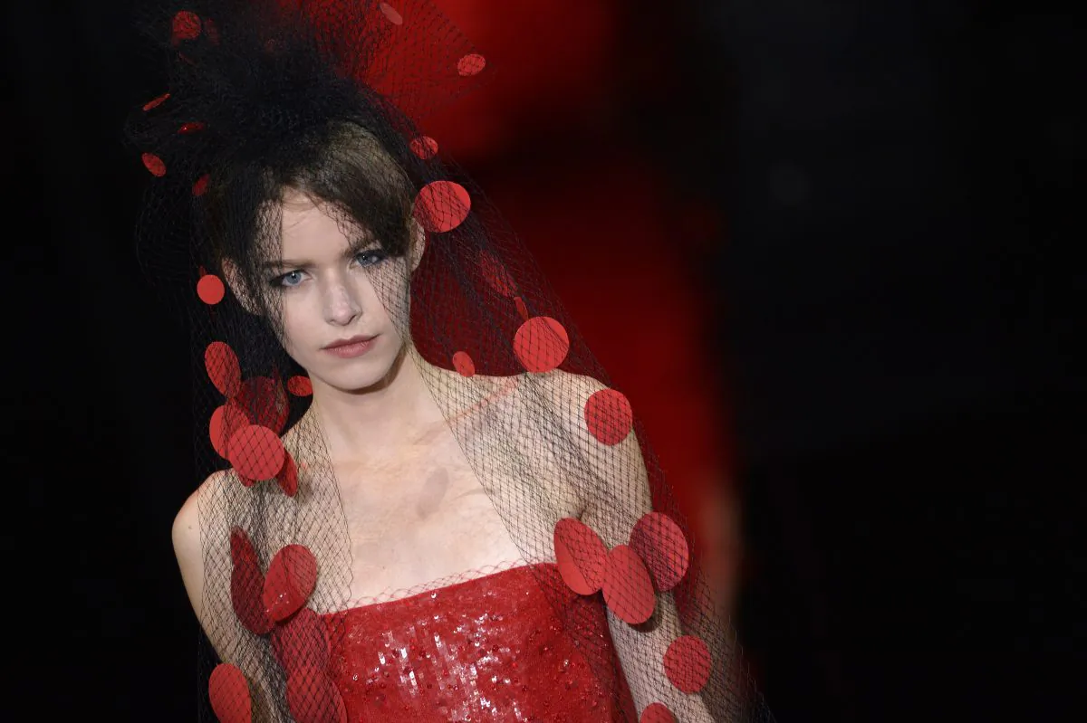 A model presents a creation for Giorgio Armani Prive during the 2014/2015 Haute Couture Fall-Winter collection fashion show on July 8, 2014 in Paris. (Miguel Medina/AFP/Getty Images)