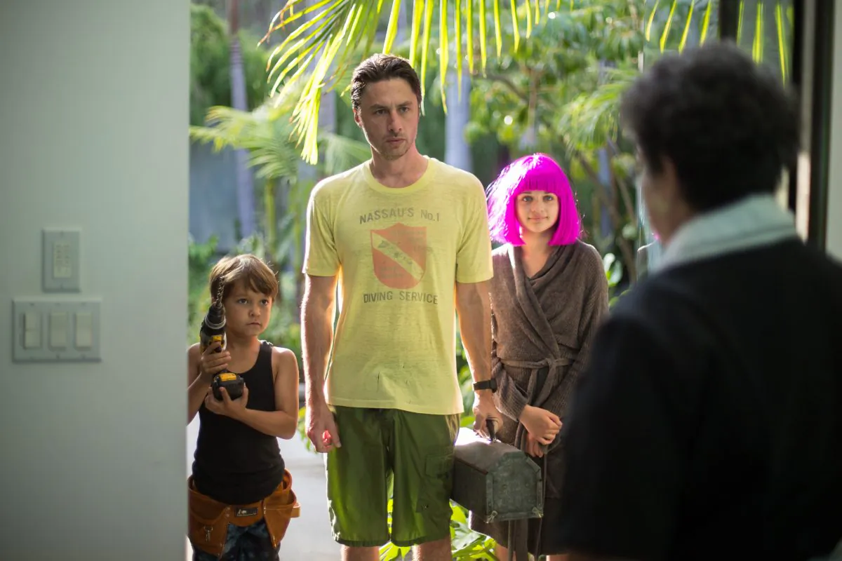 Pierce Gagnon, Zach Braff, and Joey King in “Wish I Was Here.” (Focus Features)
