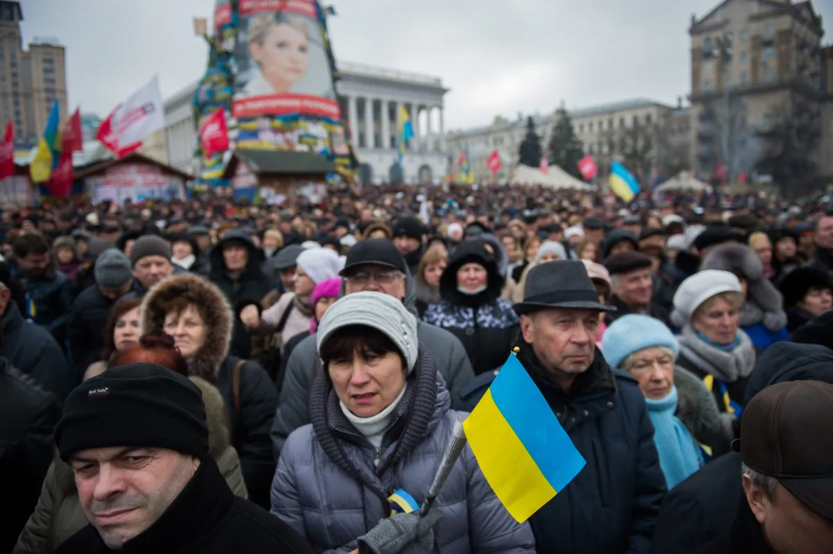 In demonstrations like this mass rally on Independence square in Kyiv, on Feb. 16, 2014, Ukrainians demonstrated a willingness to die for the chance for closer ties to the EU. Whether Ukraine will ever be allowed to join an EU that is growing skeptical of admitting new members remains to be seen. (Martin Bureau/AFP/Getty Images)