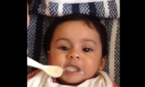 Cute Baby Gargles Her Food (Video)