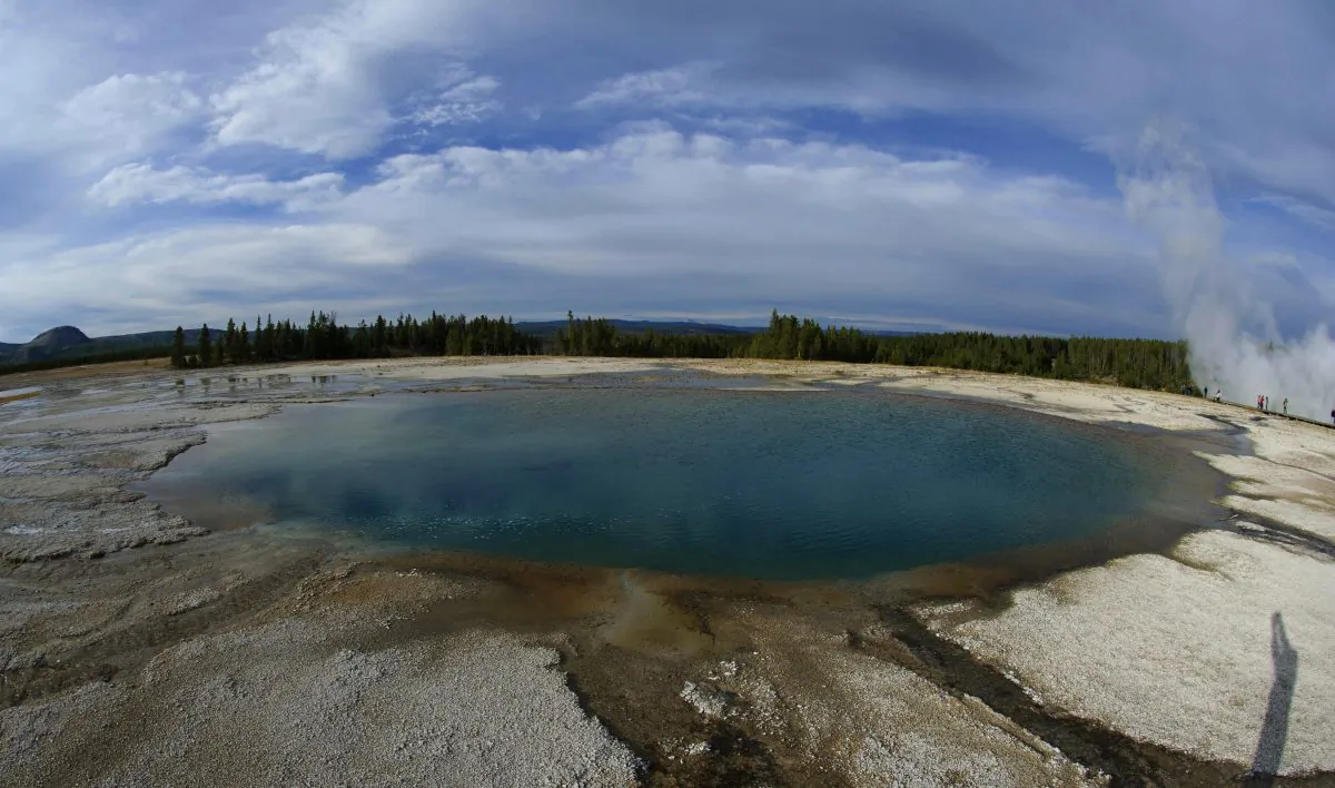 Turquoise Pool is shown at the Midway Geyser Basin October 8, 2012 in Yellowstone National Park in Wyoming.Yellowstone protects 10,000 or so geysers, mudpots, steamvents, and hot springs.Yellowstone National Park is America's first national park. It was established in 1872. Yellowstone extends through Wyoming, Montana, and Idaho. The park's name is derived from the Yellowstone River, which runs through the park. (AFP PHOTO/Karen BLEIER)