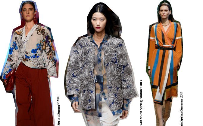 Inspiration from the runwa: Kimonos at Etro, Hermes and Dries van Noten collections. (Getty Images)