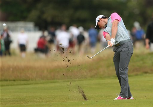 Rory McIlroy of Northern Ireland plays from the 1st fairway during the final round of the British Open Golf championship at the Royal Liverpool golf club, Hoylake, England, Sunday July 20, 2014. (AP Photo/Peter Morrison)