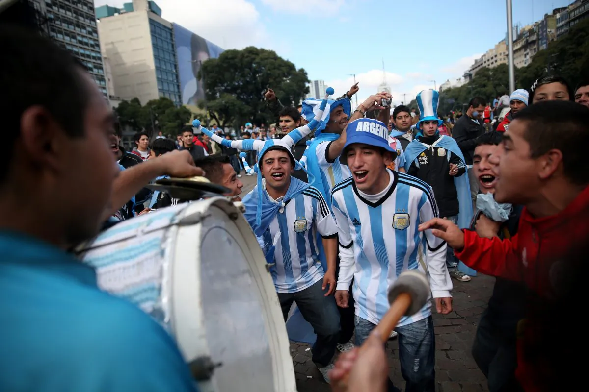 Argentinian supporters of the national soccer team in Buenos Aires. They celebrated their team’s great effort in World Cup 2014.