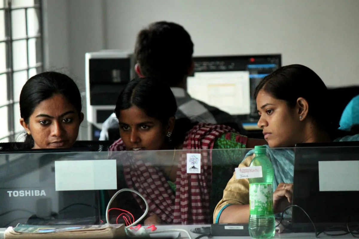 Young women entrepreneurs work together in one of India’s first Startup Villages in Kochi, Kerala on Feb. 16, 2013. On July 10, the Indian government announced more funding for entrepreneurship in the country. (Venus Upadhayaya/Epoch Times)