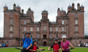 Cycling Around Drumlanrig Castle and Country Estate Near Thornhill, Dumfriesshire, Scotland, UK