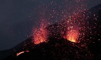 Mount Etna Spraying Lava Into the Sky (Video)