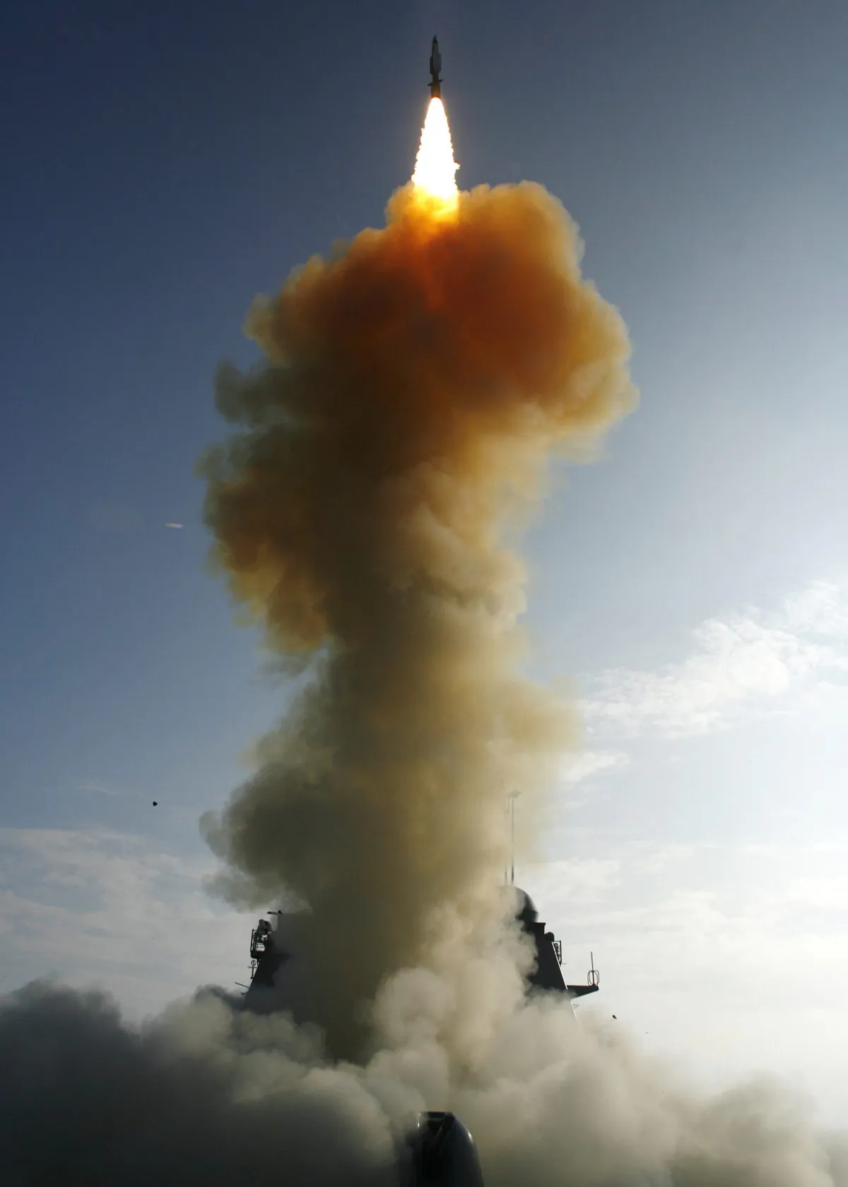 The U.S. Navy launches a Standard Missile-3 over the Pacific Ocean on Feb. 20, 2008. (U.S. Navy via Getty Images)