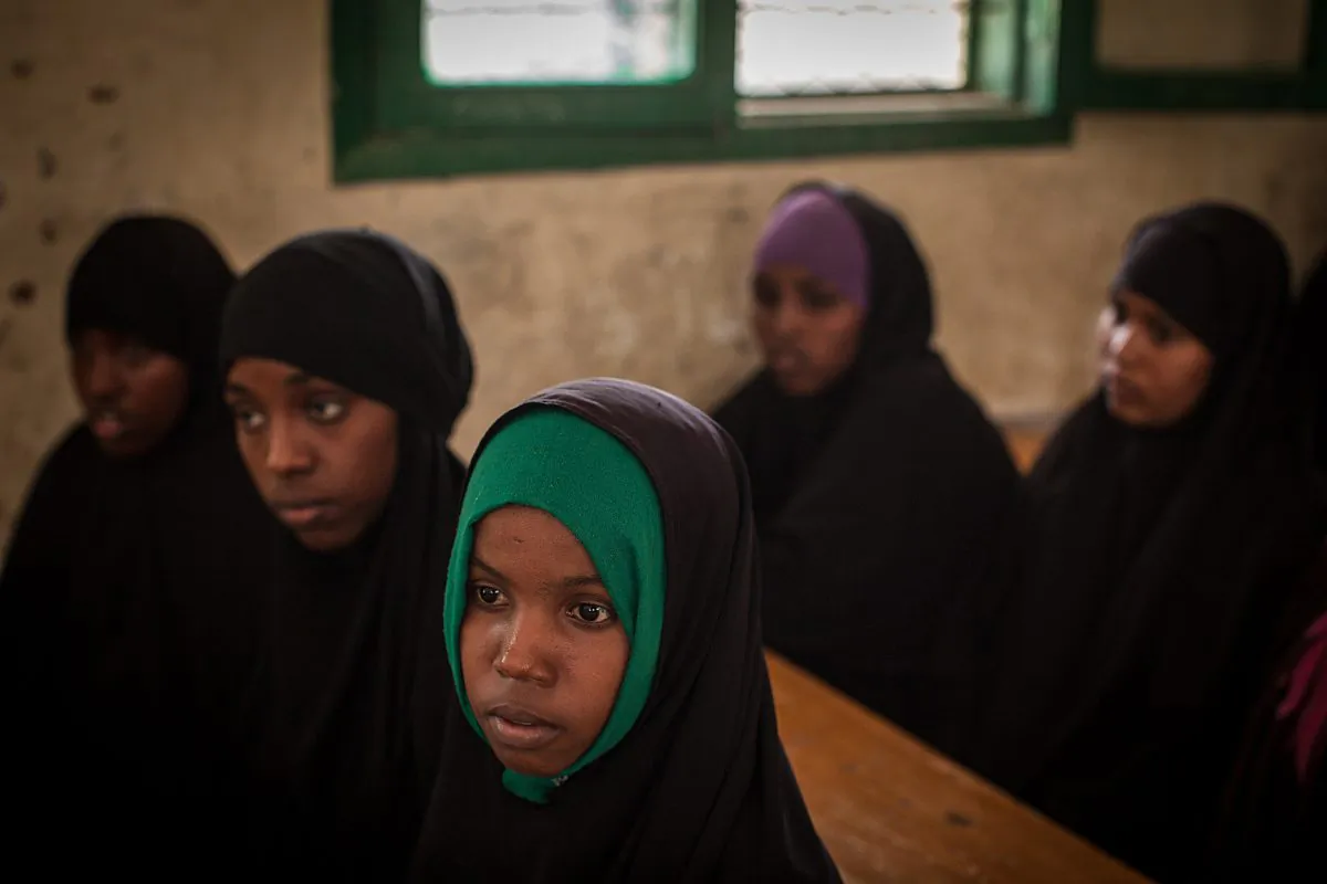 Women take part with other young women and men in a discussion on female genital mutilation (FGM) at an after school program for children's rights in northern Somalia on Feb. 19, 2014. (Nichole Sobecki/AFP/Getty Images)