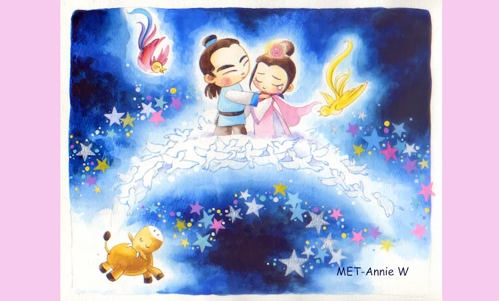 On the night of the 7th day in the 7th month, Niulang and Zhinu can travel across the Milky Way over a bridge formed by magpies for their once-a-year reunion. (Annie Wu/Epoch Times)