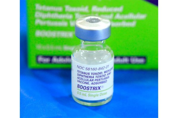 An empty bottle of Tetanus, Diphthera and Pertussis, (whooping cough) vaccine in Sacramento, Calif. on September, 2011. California has seen an increase in the number of cases in 2014, accounting for about two-thirds of all the cases in the U.S. (Rich Pedroncelli/AP photo)