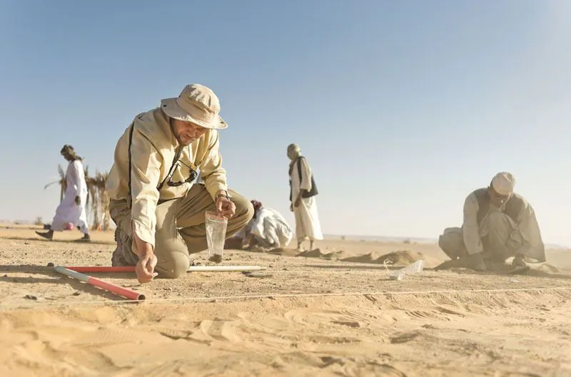 Archaeologist Piotr Osypinski works at the Affad 23 site in Sudan, Africa. (Michal Sita, Courtesy of Palaeoaffad Project-Sudan)