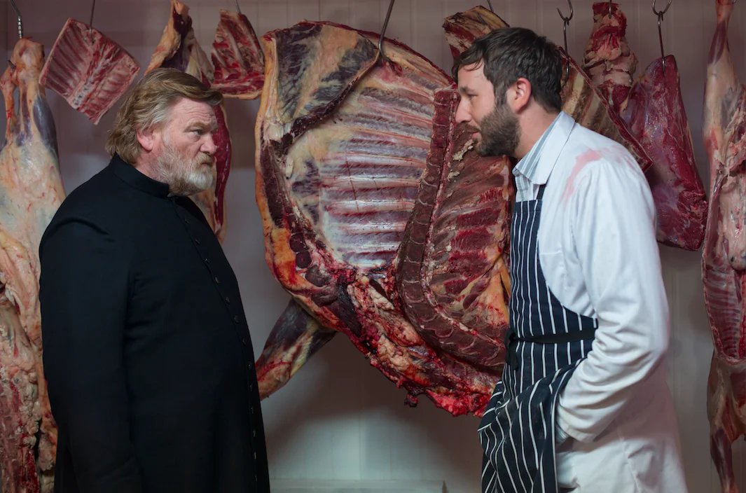 Brendan Gleeson as Father James Lavelle and Chris O’Dowd as the butcher in “Calvary.” (Fox Searchlight Pictures)
